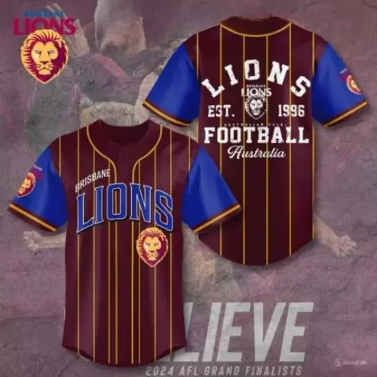 Discover Brisbane Lions Since 1996 Lions Football Baseball Jersey