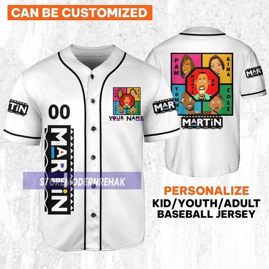 Personalize Martin Tv 90s Martin Lawrence, Martin Lawrence Baseball Jersey Team, Movie TV Show Funny Birthday Gift For Fans