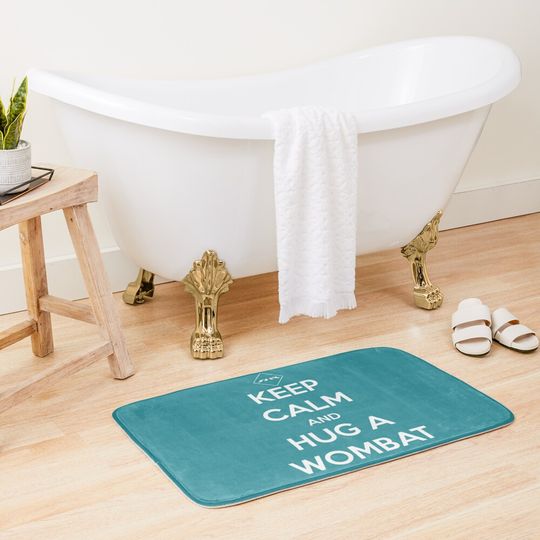 keep calm and hug a wombat   Bath Mat