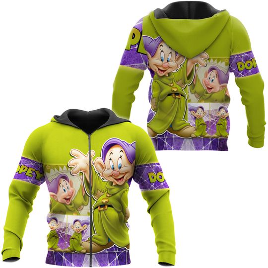 Disney Never Too Old For Dopey Dwarf Snow White & Seven Dwarfs Zip Hoodie 3D