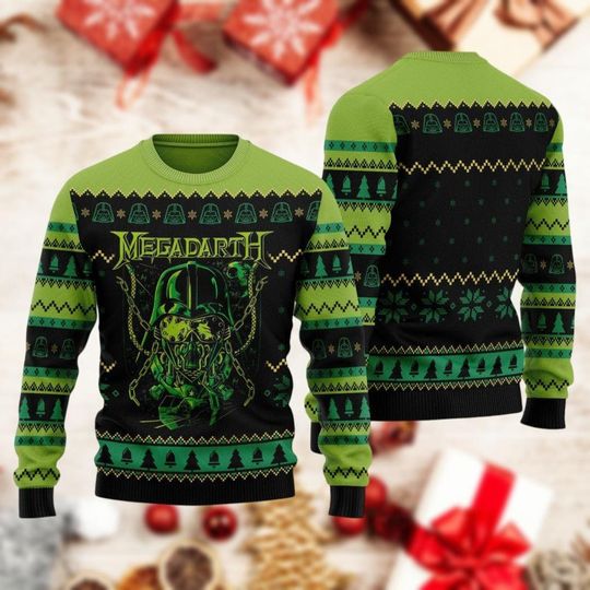 Megadarth Metalhead Ugly Sweater, Megadarth Horror Shirt, Lord Darth Vader Character Sweater, Christmas Movie Sweatshirt For Men