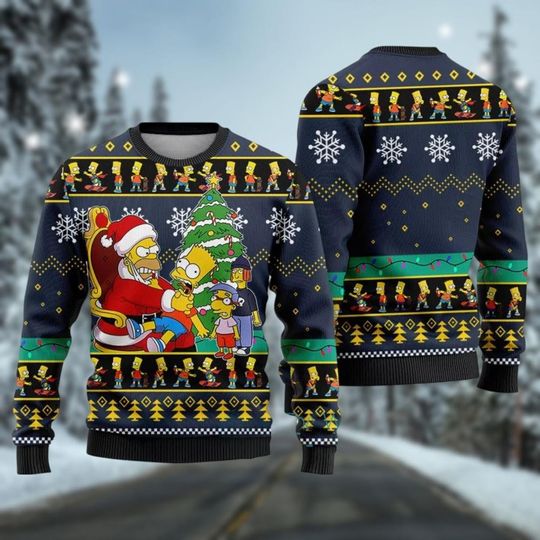 Discover Christmas Simpsons Ugly Sweater, Simpson Ugly Sweater, Simpsons Homer Xmas Sweater, Santa Simpsons Holiday Sweater, Bart Simpson Sweate