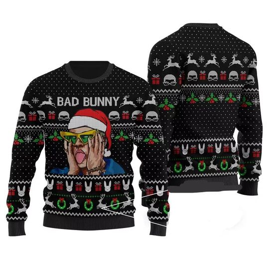 Christmas Bad Bunny Sweater, Bad Bunny Ugly Sweater, Bad Bunny Sweater, Bad Bunny Tour 2024 Sweater, Bad Bunny Concert Sweater