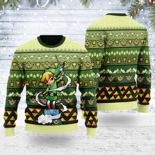 The Legend Of Zelda Cosplay Christmas Ugly Sweater, The Wind Waker Zelda Sweatshirt, Video Game Cosplay Shirt, Breath Of The Wild Gift