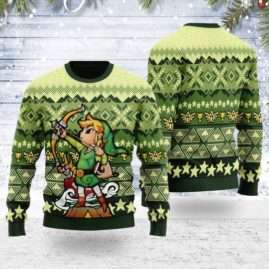 The Legend Of Zelda Cosplay Christmas Ugly Sweater, The Wind Waker Zelda Sweatshirt, Zelda Knitted Sweater, Breath Of The Wild Gifts