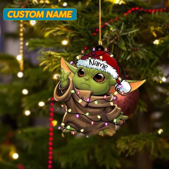 Personalized Baby Santa Color Light Christmas Ornament, Galaxy Movie Character Santa Hat Customized 2024 Christmas Tree Decor, Gift For Kid
