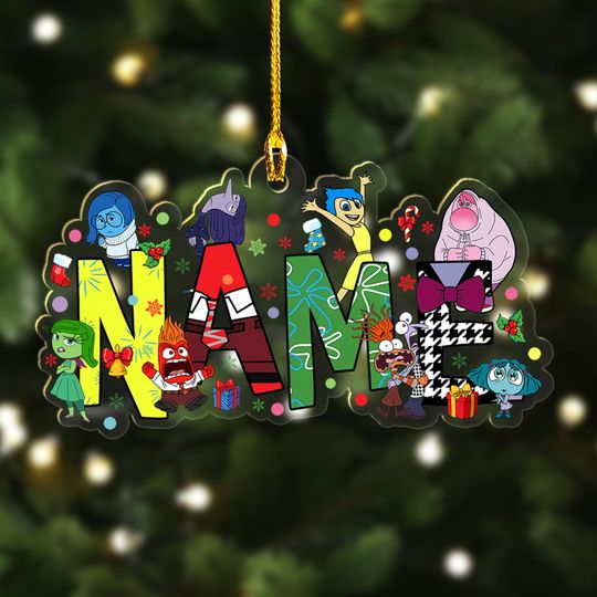Custom Name Inside Out 2 Acrylic Christmas Ornament, Personalize Inside Out Family Tree Hanging, It's Okay Mental Health Xmas Gift For Kid