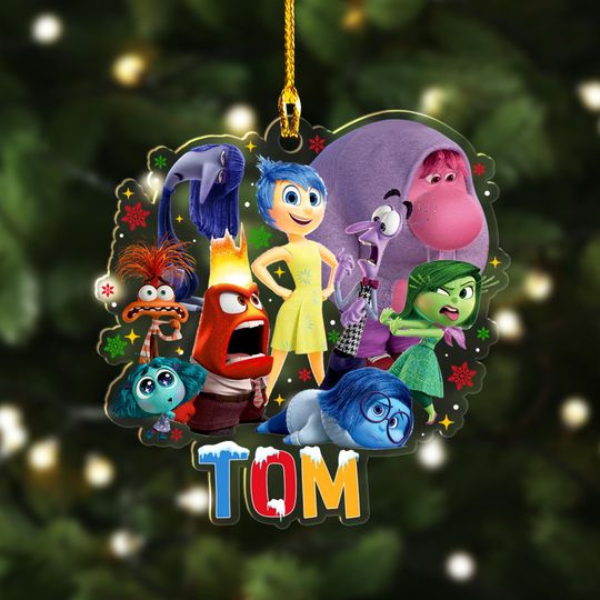 Personalized Inside Out 2 Acrylic Christmas Ornament, Custom Inside Out Family Tree Hanging Decor, It's Okay Mental Health Xmas Gift For Kid