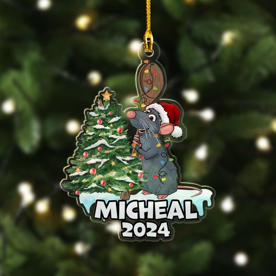 Custom Mouse Chef Christmas Ornament, Ratatouille Christmas Tree Decor, Remy Chef Character Ornament, Christmas Keepsake, Xmas Gift For Kid