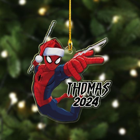Personalized Spider-Man Christmas Ornament, Spider Christmas Tree Decor, Spider Superhero Xmas Keepsake Gift For Kid, Holiday Ornament