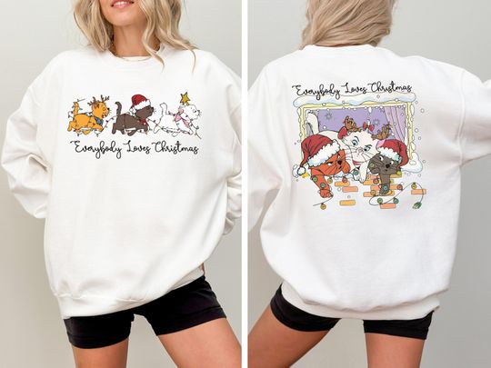 The Aristocats Christmas Shirt, Disney Everybody Loves Xmas T-shirt, Marie Toulouse Berlioz Christmas Sweatshirt
