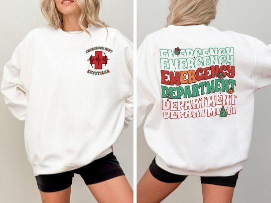 Custom Emergency Department Shirt, Christmas ER Crew Sweatshirt, ER Nurse Christmas Tee, Holiday Tees for Nurses, Emergency Nurse Sweatshirt