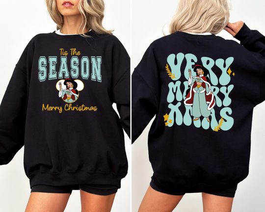 Princess Jasmine Christmas Shirt, Disney Xmas Shirt, Tis The Season Shirt, Disneyland Girls Trip Xmas Shirt, Disney Very Merry Xmas Shirt