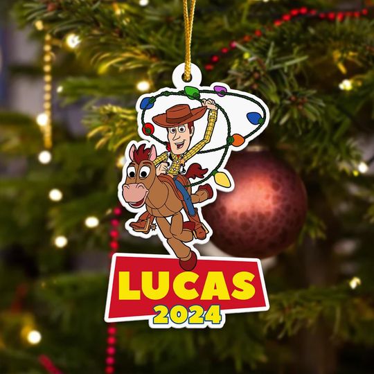 Personalized Cowboy And His Friends Ornament, Iconic Toy Movie Xmas Ornament Gift, Customized 2024 Christmas Tree Decor Gift For Kid