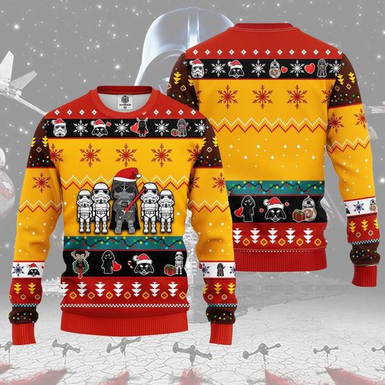 Darth Vader Ugly Christmas Sweater, Anakin Skywalker Stormtrooper Christmas Sweatshirt, Starwars Galaxy Edge Christmas Party 2024 Shirts