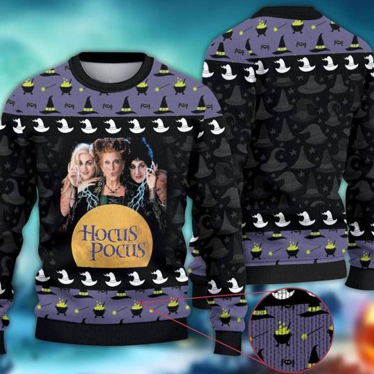 Hocus Pocus Ugly Christmas Sweater | Sanderson Sisters Ugly Sweater Shirt | Witch Halloween Shirt | Halloween Party Shirt