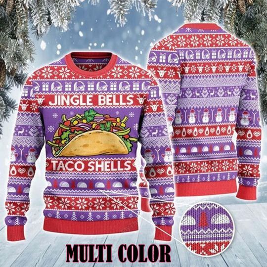 Christmas Taco Shirt | Jingle Bells Taco Shells | Ugly Xmas Sweater Gift, Ugly Sweater 2024
