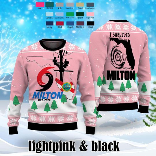 I Survived Hurricane Milton 2024 Ugly Sweater, Hurricane Milton Sweater, Pray for Florida Sweater Christmas, Ugly Sweater Christmas