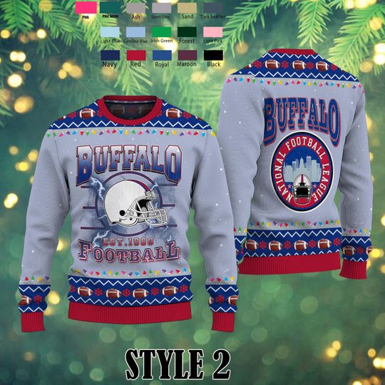 1960 Buffalo Bills Ugly Christmas Sweater, Buffalo Bills Ugly Christmas Wool Sweater,Unique Holiday Gear for Football Fans,Christmas Sweater