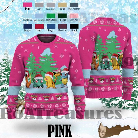 Pika Ugly Christmas Sweater, PKM Winter Christmas Sweatshirt, Xmas Holiday Gift For Pika Lovers, Alien, Spaceship Funny Sweater