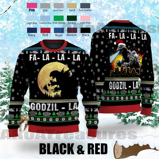 god zilla  Ugly Sweater, Christmas Tree From All Godzillas Sweater, Ugly Sweater 2024, Christmas Ugly Sweater, god zilla Christmas