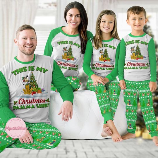 Disney Pluto Dog Pajamas Family, Disneyland Family Vacation Holiday Pajamas, Mickeys Friends Matching Tee Shirt, Magic Kingdom Gift