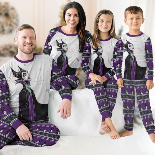 Halloween Maleficent Pajamas Family, Disney Villains Holiday Pajamas, Magic Kingdom Shirt, Disneyland Queen Set, Birthday Gift For Fan