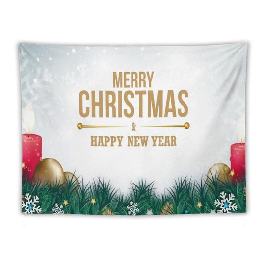Festive Merry Christmas and Happy New Year Tapestry  Holiday Wall Decoration for Seasonal Celebrations