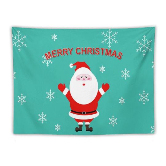 Jolly Santa Merry Christmas Tapestry  Festive Holiday Wall Decor for a Warm and Cheerful Christmas Celebration