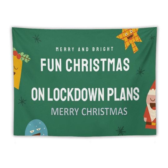 Merry and Bright Lockdown Christmas Tapestry  a fun and festive festive wall hanging for wall Christmas decorations