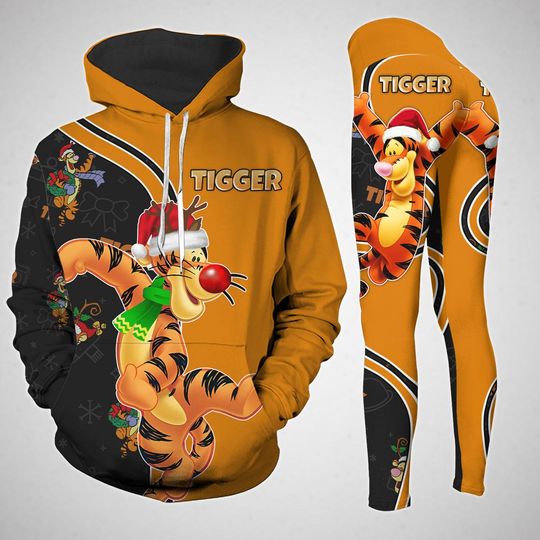 Funny Tigger Christmas Hoodie Leggings, Tigger Santa Women Legging, Tigger Winnie The Pooh Xmas Shirt, Christmas Gift