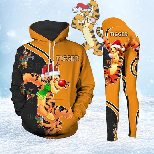 Tigger Disney Christmas Hoodie/Leggings, Winnie The Pooh Shirt, Cartoon Hoodie, Cute Women Leggings, Holiday Costume, Christmas Gift