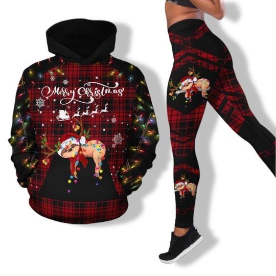 Christmas Sloth All Over Print Leggings Hoodie, Merry Christmas Animal Sweatshirt, Womens Christmas Shirt, Leggings For Girls
