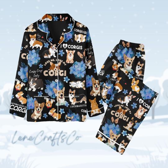 Corgi Dog Pajamas, Corgi Mom Pajamas Set, Pajamas Family, Pajamas For Party, Dog Lover Pjs Christmas, Cute Animal Pajamas, Pj Set Pants