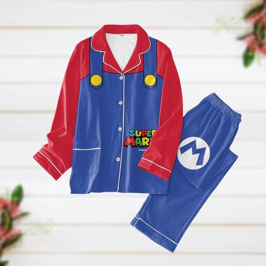 Super Mario Cosplay Pajamas, Mario Family Pajamas, Super Daddio Pajamas Set, Super Mario Bros Holiday Pajamas, Christmas Gift