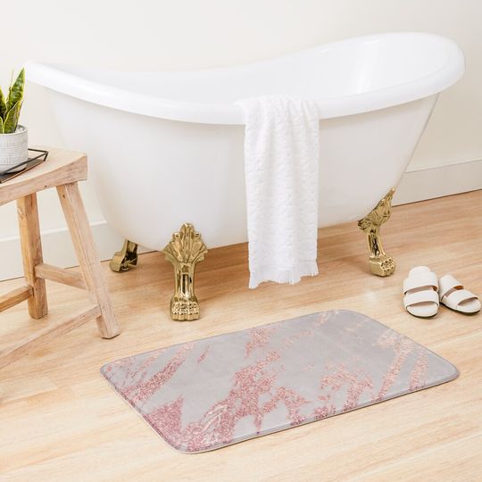 Porcelain grey rose gold Bath Mat