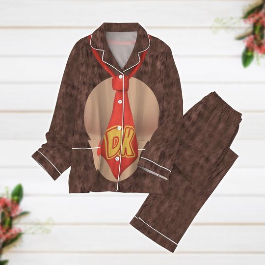 Donkey Kong Costume Pajamas, Super Mario Bros Pajamas Set, Donkey Kong Cosplay Pj Set, Donkey Kong Mario Shirt, Christmas Gift
