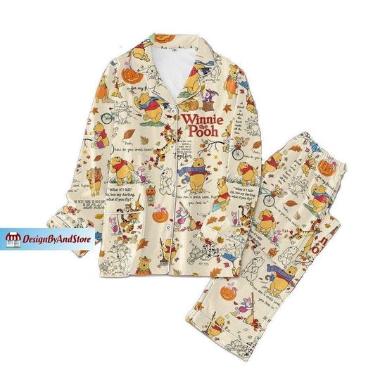 Christmas Winnie Pooh Pajamas, Disney Pooh Pajamas Set, Pooh Bear Night Pajamas, Winnie Pooh Womens Pajamas