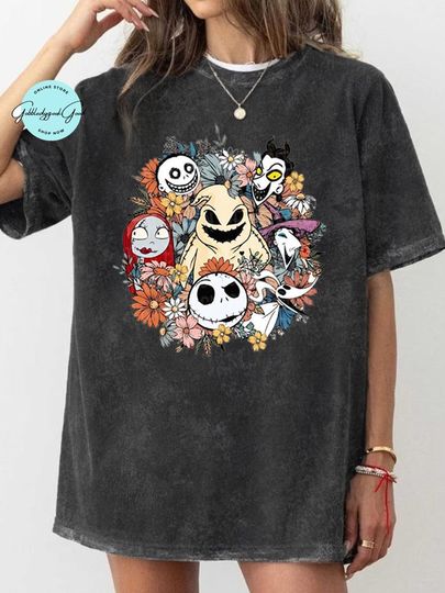 Nightmare Before Christmas Characters Comfort Colors, Disney Halloween Tee, Jack Skellington Sally Oogie Boogie Bash, Vintage Shirt