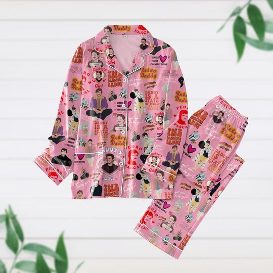 Pedro Pascal Pajamas Set, Narco Pedro Pascal Holiday Pajamas, Mandalorian Shirt, Pedro Pascal Daddy Pjs Christmas, Funny Xmas Gift