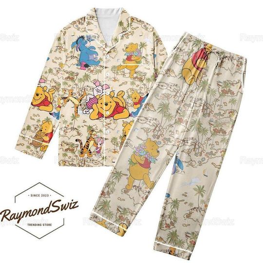 Pooh Pajamas Set, Winnie Pooh Pajamas, Pooh Bear Pajamas, Pooh Holiday Pajamas, Disney Pooh Pajamas