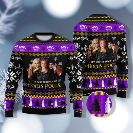 Hocus Pocus Christmas Ugly Sweater, Witch Sanderson Sisters Sweater, Christmas Sweater Woman, Christmas Party Shirt, Bachelorette Gift