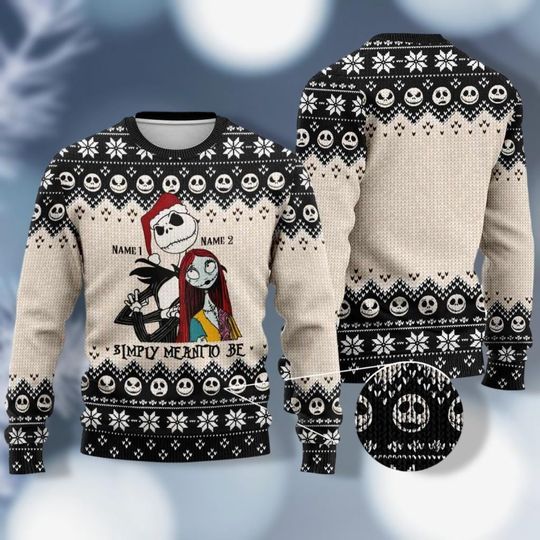 Jack Skellington And Sally Ugly Sweater, Disney His And Her Sweater, Personalized Christmas Nightmare Sweater, Christmas Couple Gift