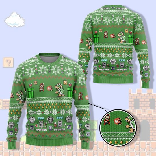 Super Mario Bros Christmas Sweater, Luigi And Mario, Super Mario Sweater, Mario Ugly Sweater, Mario Family Shirt, Video Game Shirt