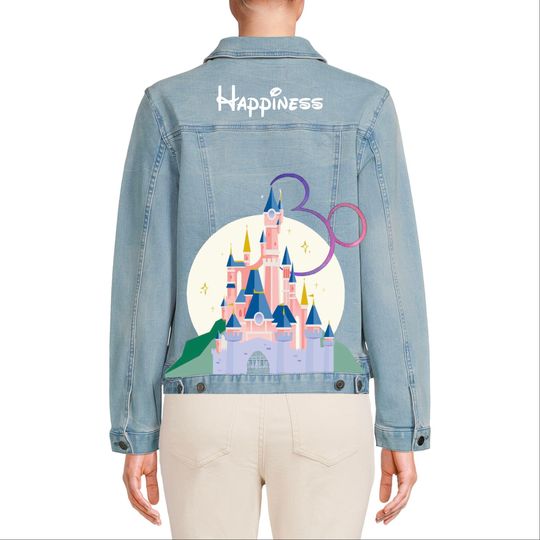Disneyland Castle with 30th Anniversary, Disney Denim Jacket, Disney Castle Jacket, Castle Paris