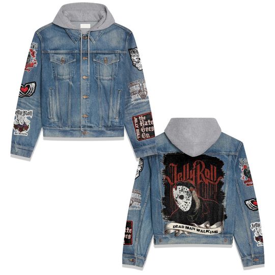 Jelly Roll Denim Jacket Men, Somebody Save Me Jean Hoodie, Rock And Roll Cowboy Jean Jacket, JellyRoll Hockey Mask Goth Shirt