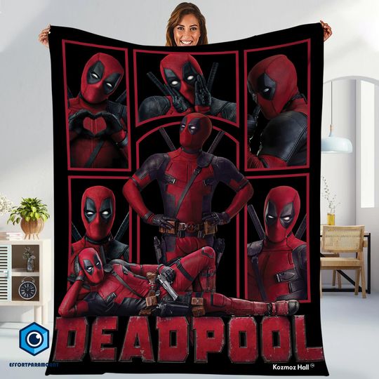Deadpool Fleece Blanket, Avengers Blanket, Superhero Fan Quilt Blanket, Deadpool Blanket, Deadpool 3, Superhero Blanket for Sofa