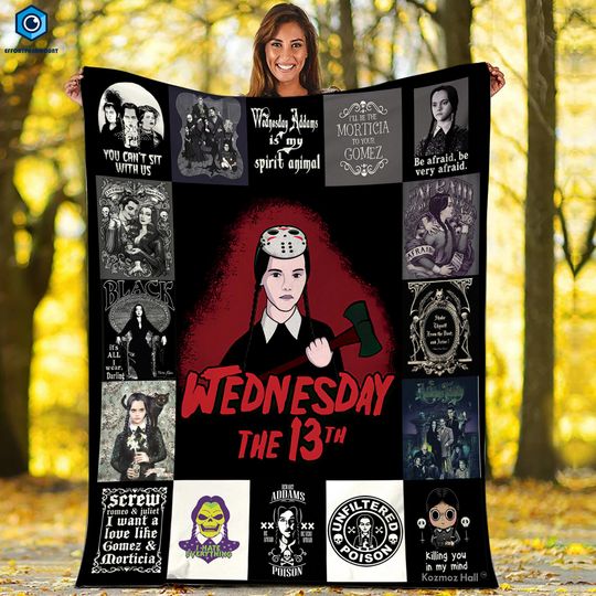 Wednesday The 13th Addams Blanket, Halloween Blanket for Couch Sofa, Addams Family Blanket, Girls Blanket, Horror Characters Blanket