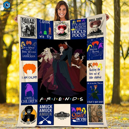 Sanderson Sisters Friends Fleece Blanket, Hocus Pocus Sanderson Sisters Blanket, Hocus Pocus Blanket, Halloween Witch Blanket, Spooky Season