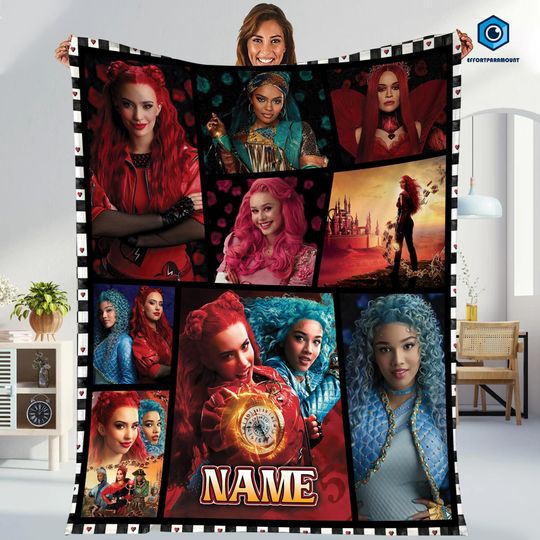 Custom Name Descendants The Rise Of Red Fleece Blanket, Descendants Blanket, Descendants Girls Blanket, Rise Of Red Blanket